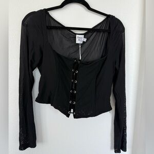 Princess Polly Black Bustier Long Sleeve Blouse